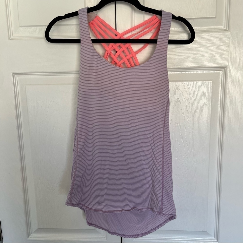lululemon athletica 2 in 1 Free to Be Wild Purple and Pink Tank Top Size 6